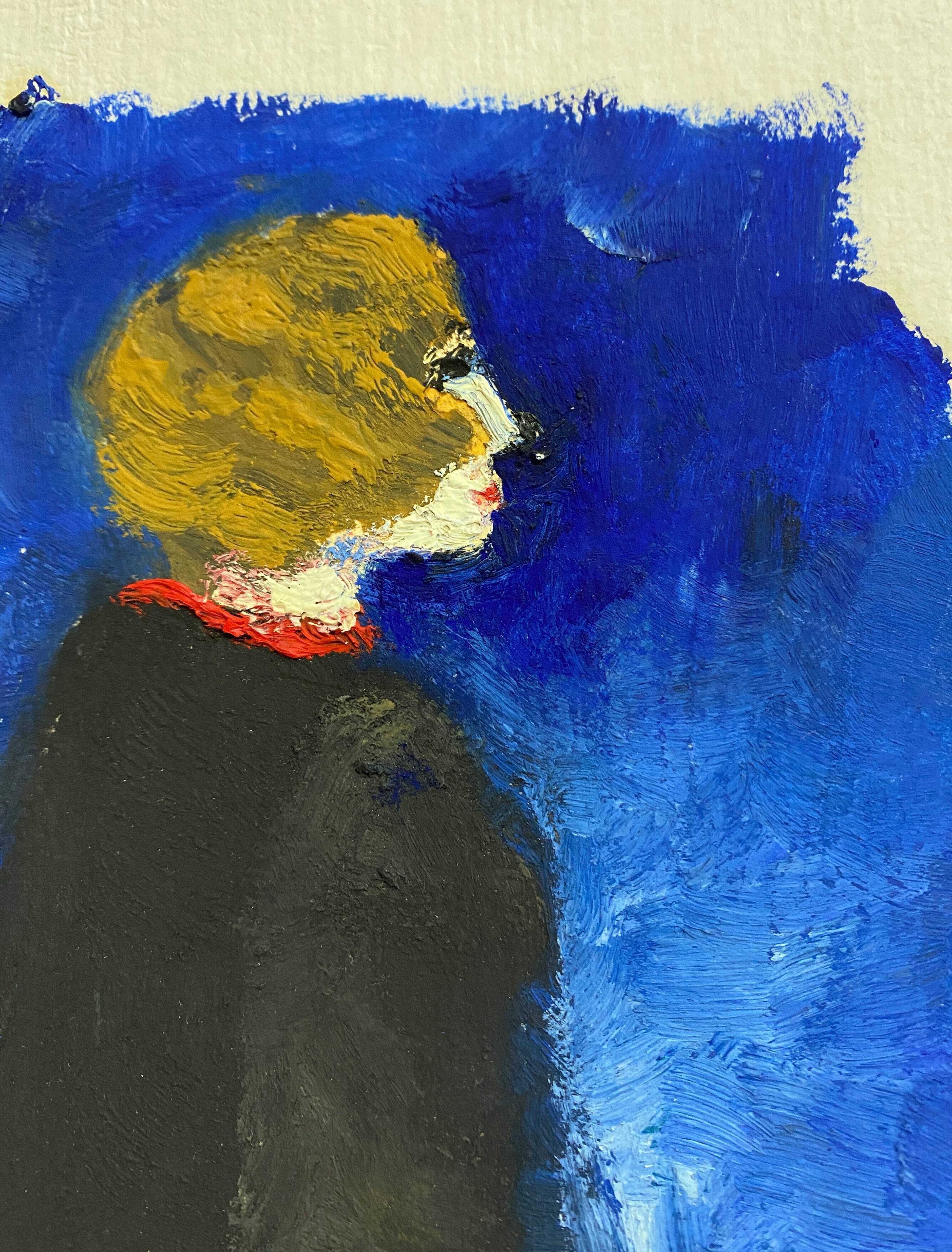 Painting "Lady with the Black Coat" HSP by J.M. Brossat (born in 1946)