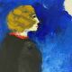 Painting "Lady with the Black Coat" HSP by J.M. Brossat (born in 1946)