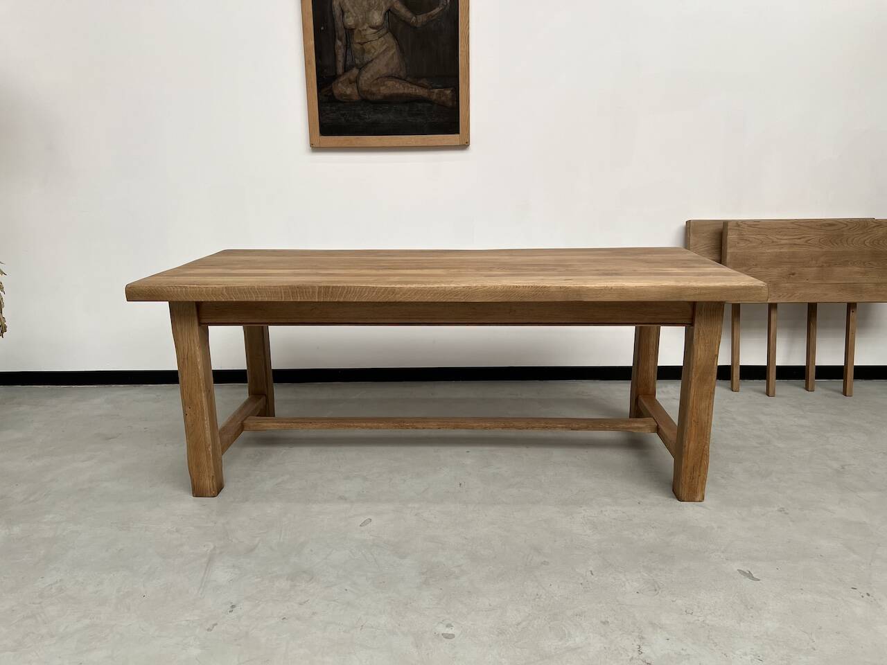 Large extendable solid oak farm table