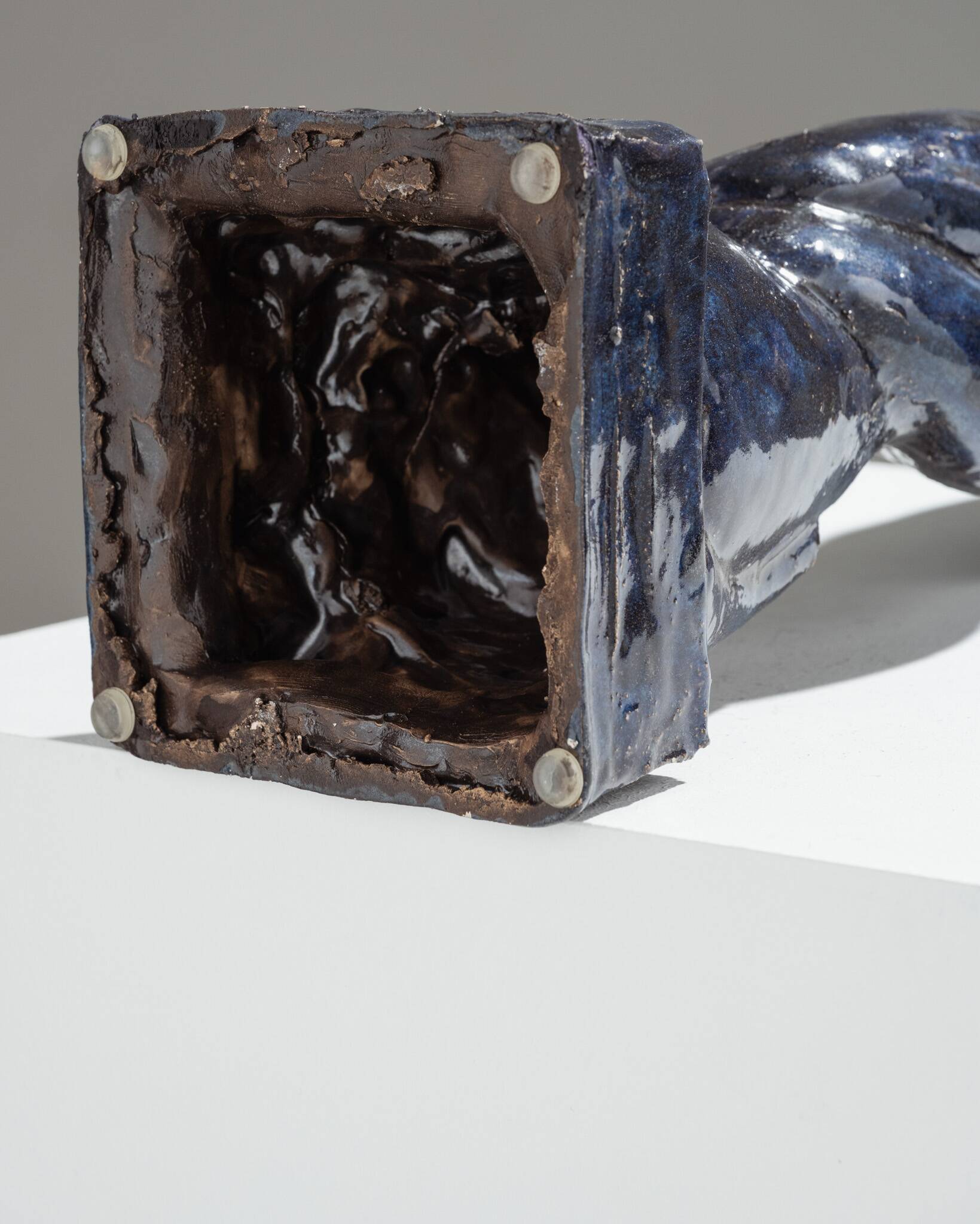 Sculpture de sirène en céramique bleue, 1920
