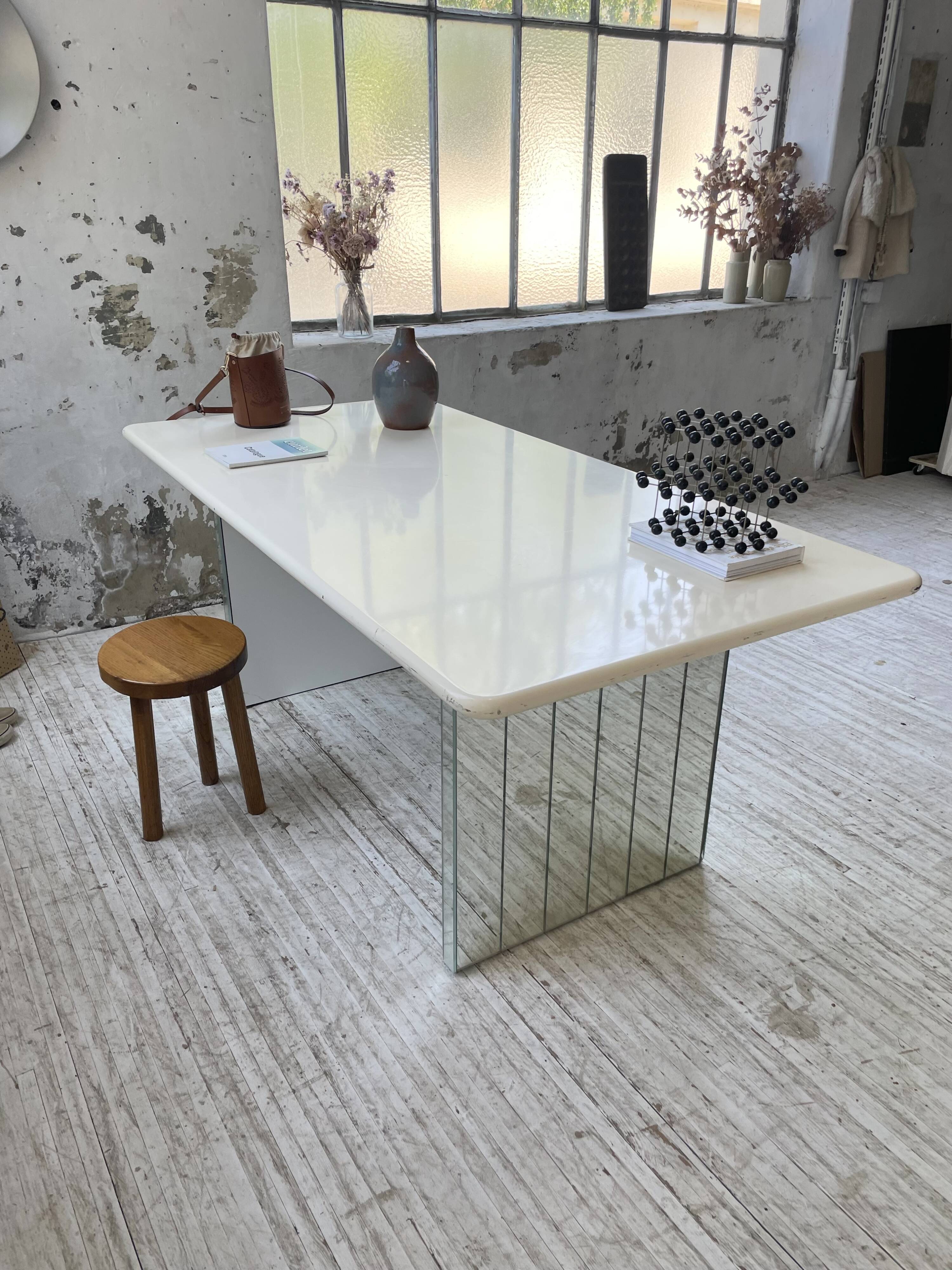 80s lacquered desk and mirror