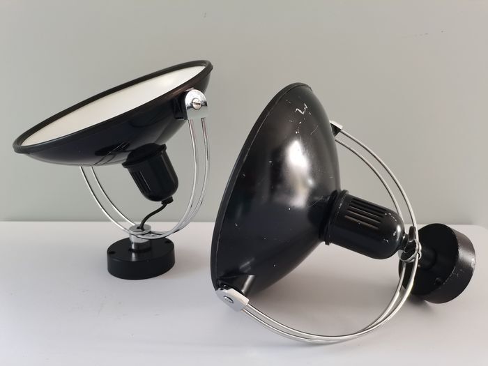 Pair of metal wall lamps 70s