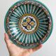 2 antique handmade ceramic dishes, colorful plates