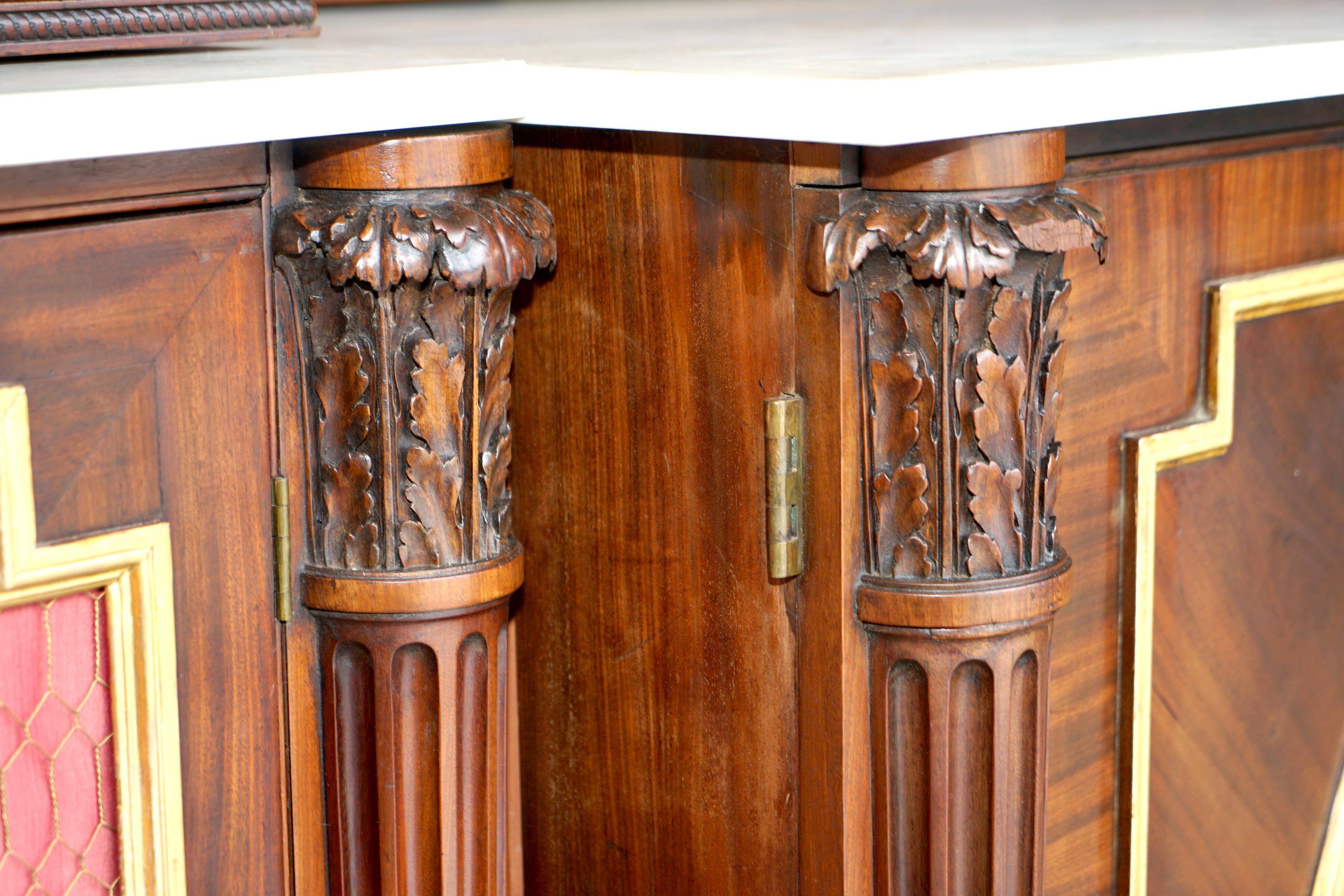 Monumental antique buffet in rosewood Regency with Italian marble.