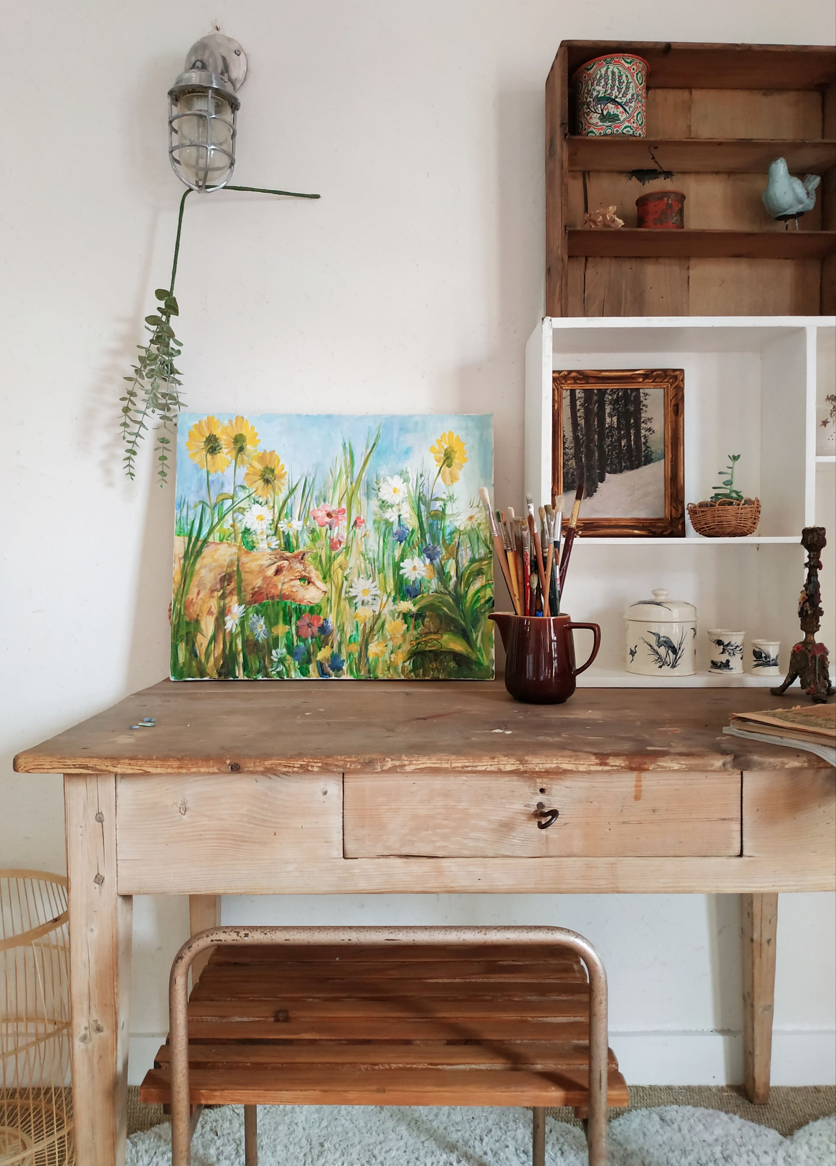 Peinture tableau scène champêtre