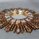 Vintage 35 cm gilded carved wood sun mirror with wooden slats D326