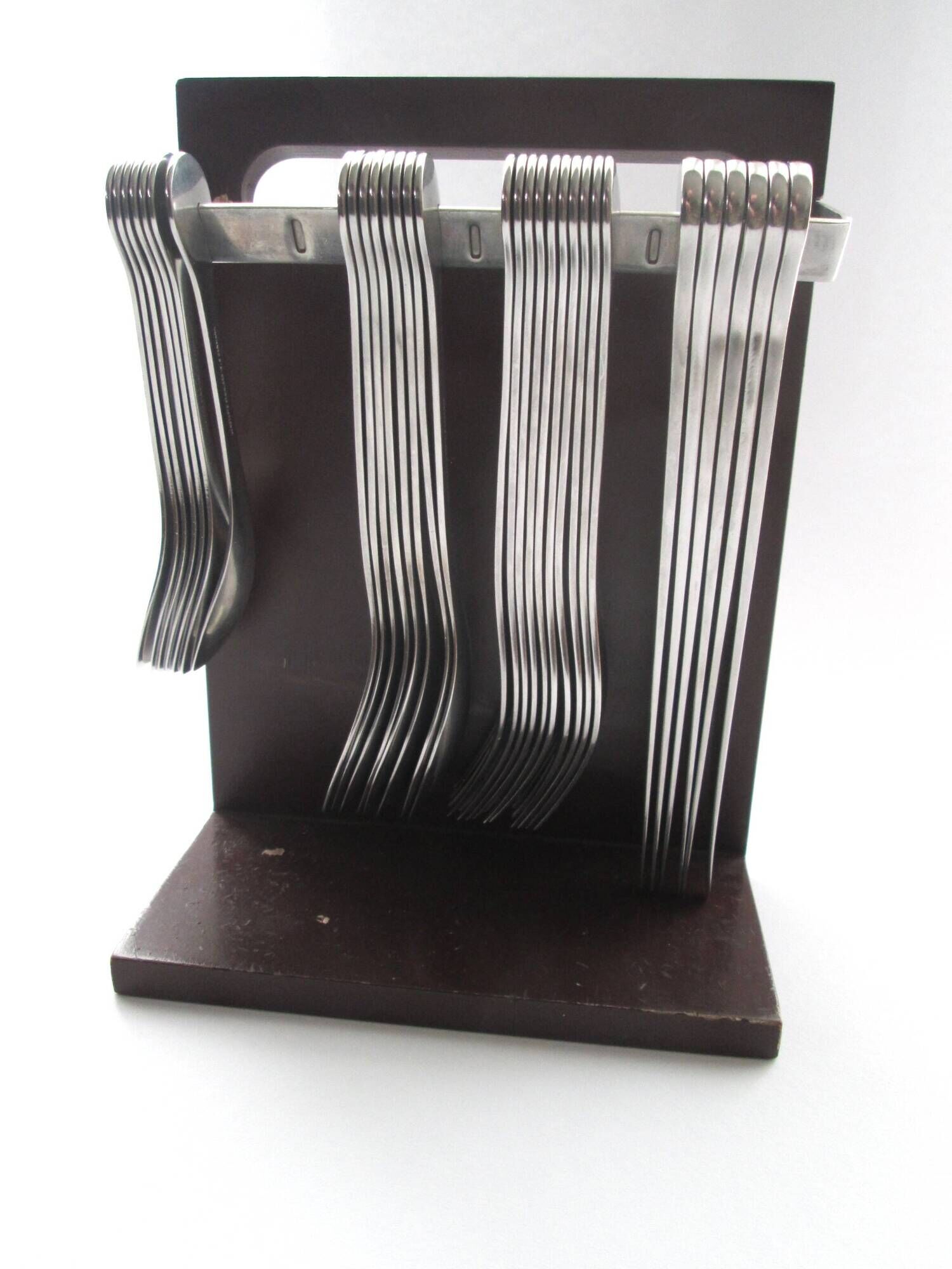 Danish modernist stainless steel 31 pc  EASY monobloc 1960s flatware cutlery set by Lundtofte