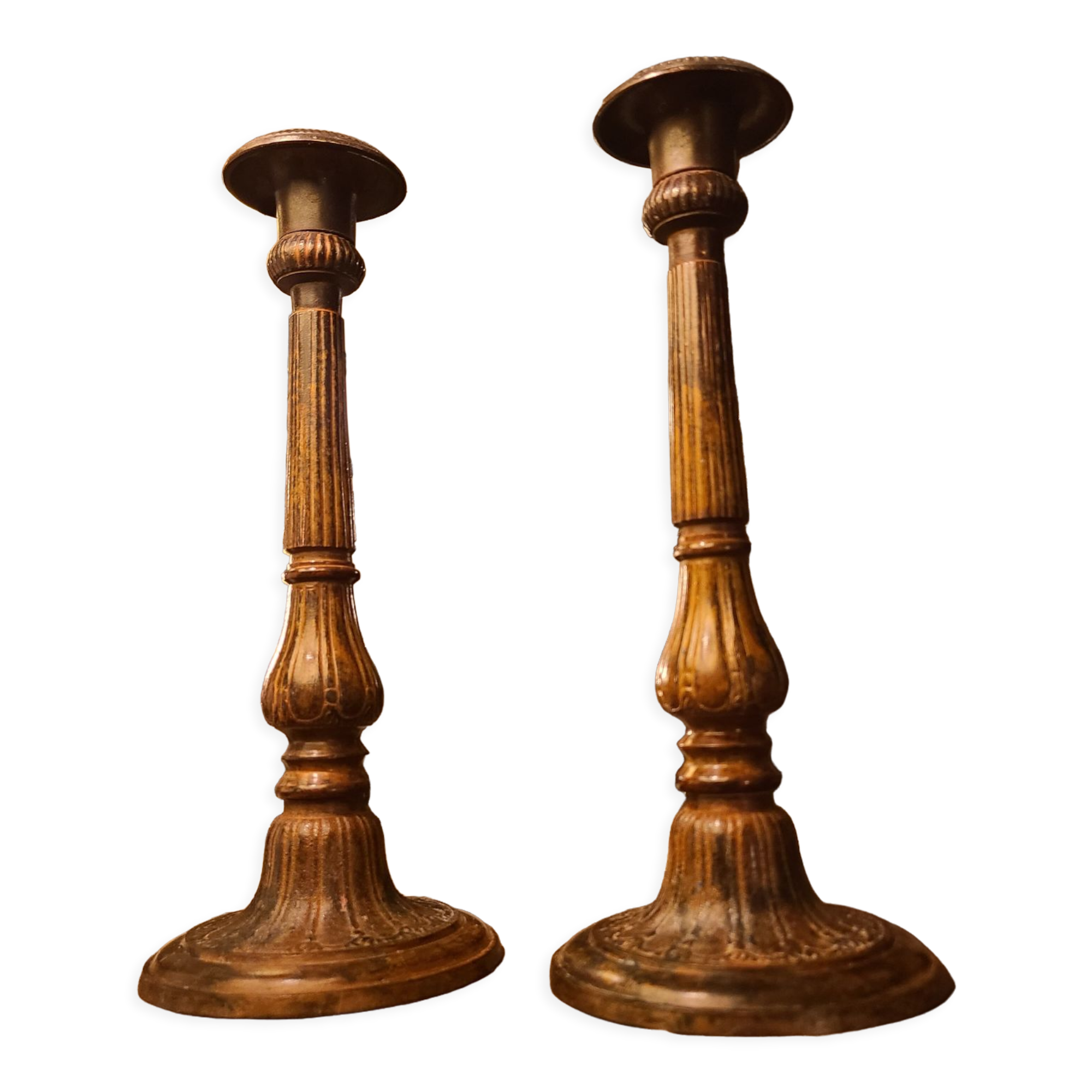 Antique bronze candlesticks