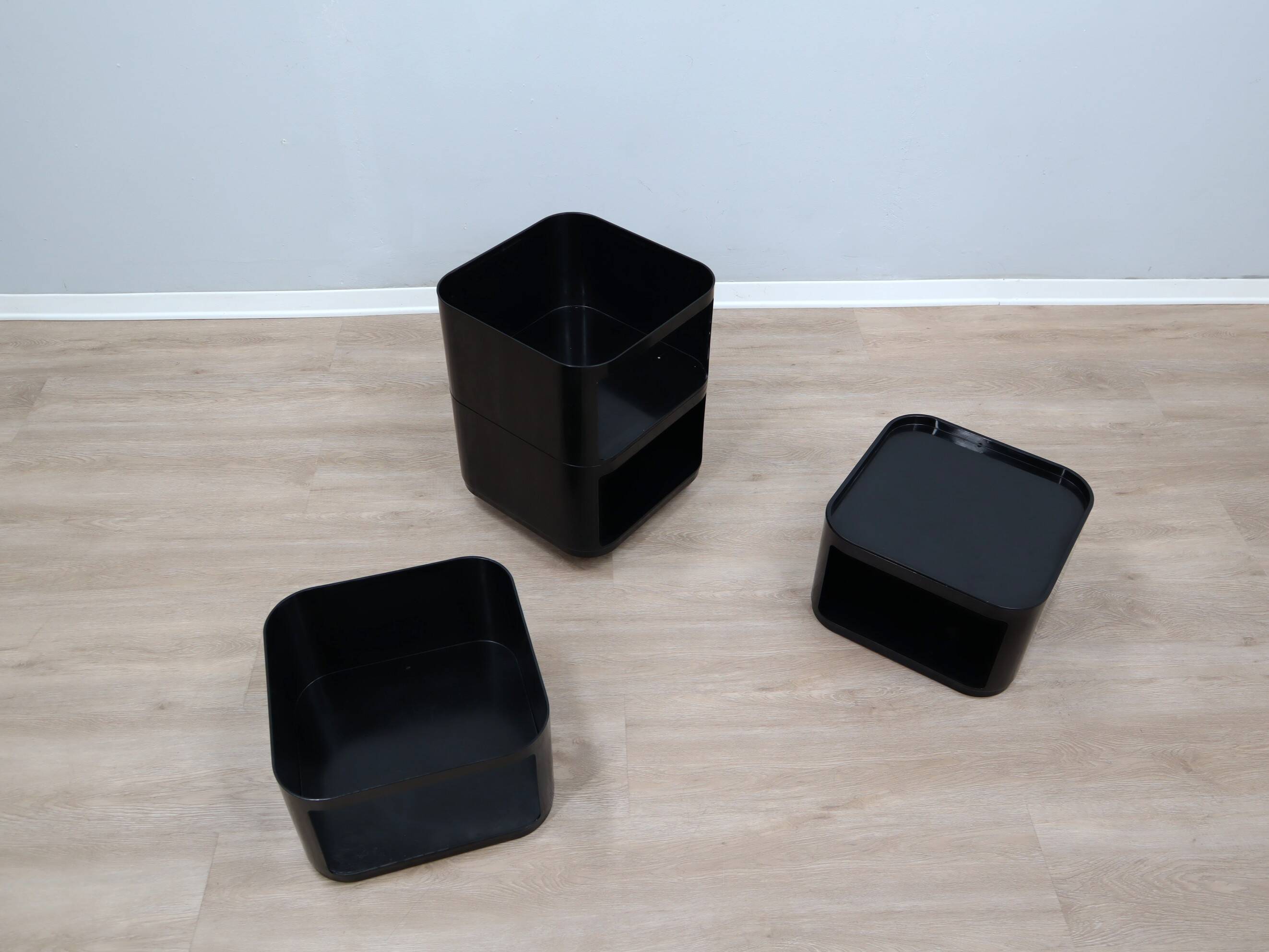 Chariot modulaire vintage noir Kartell Componibili 4970 Anna Castelli des années 1960