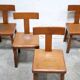 Vintage brutalist wooden T chair