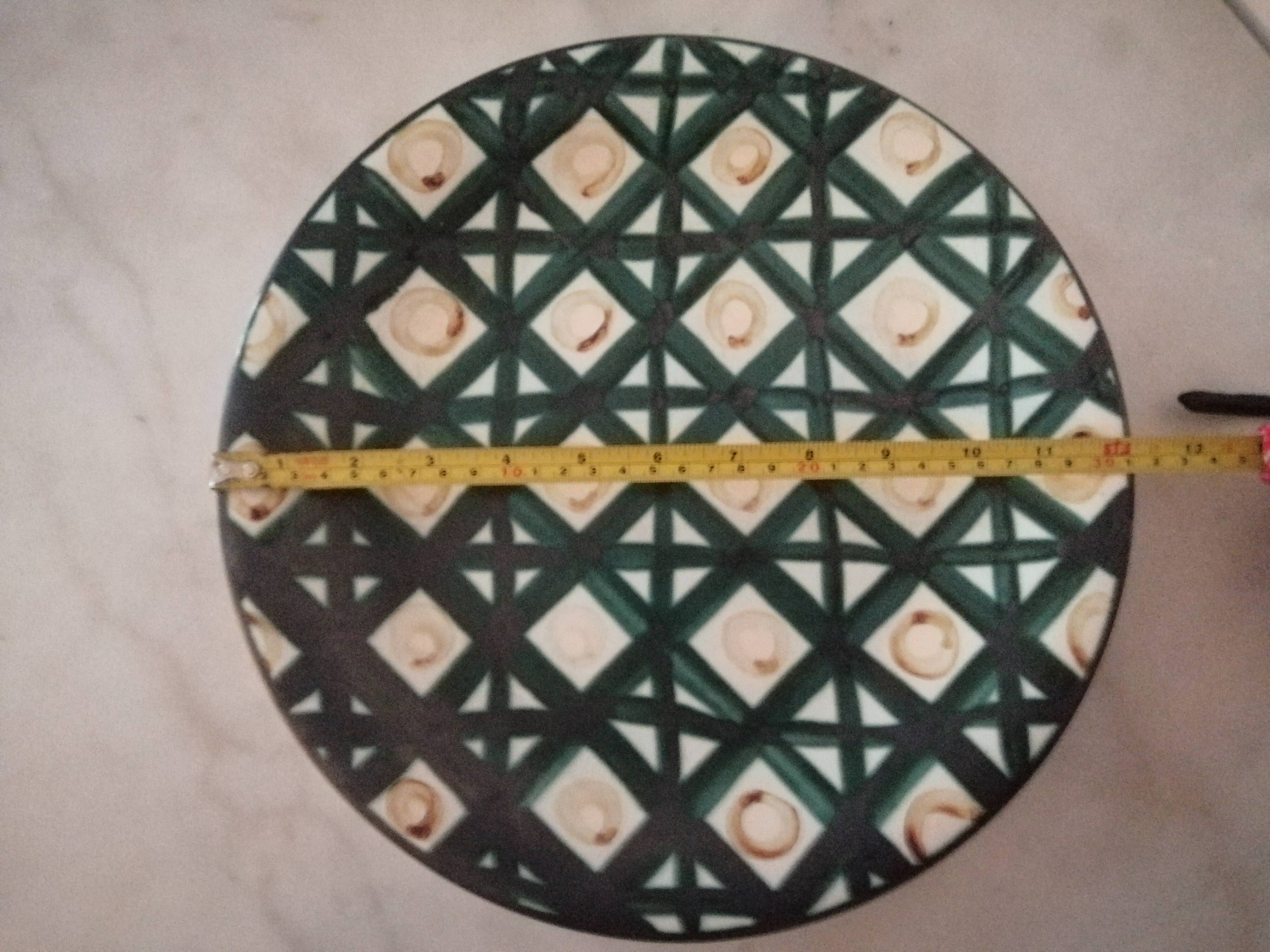 Dish Robert Picaut Vallauris D 31 cms signed dark green and brown in very good condition