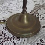 Vintage French Brass Gooseneck Table Lamp with Opaque Patterned Glass Shade 5522