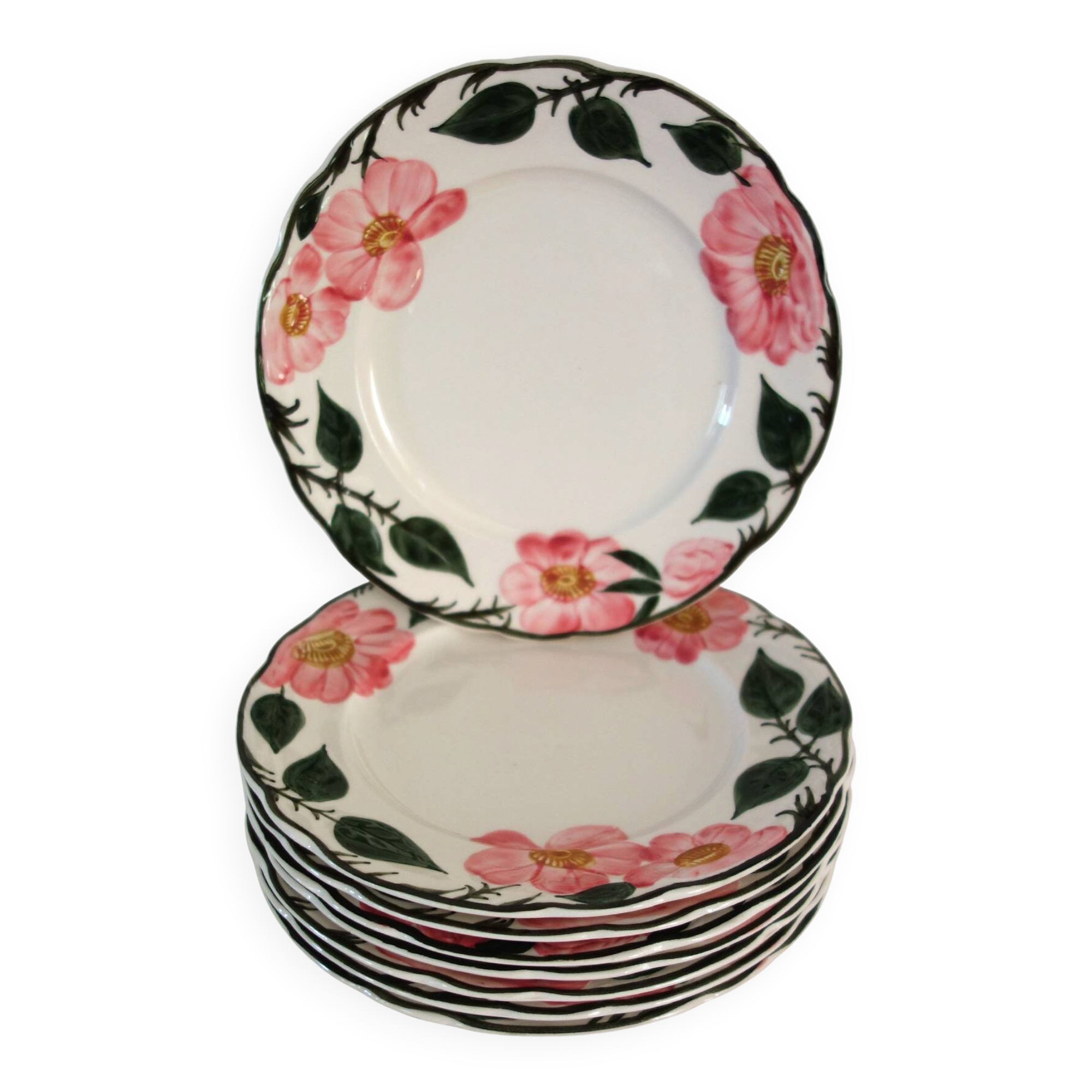 8 assiettes plates Villeroy & Boch "Wild rose", 1970