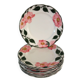 8 flat plates Villeroy & Boch "Wild Rose", 1970