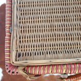 Old worker in wicker with red braiding 60s