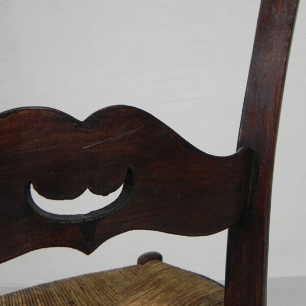 Set of 6 farm chairs with wicker seats, around 1900