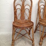Ensemble de 4 chaises rotin vintage