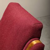 Paire de fauteuils Art déco d'ébéniste danois, revêtus de tissu de laine bordeaux