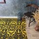 Wool handwoven yellow rug Romanian rug. Teppich. Tapis roumain. Romania