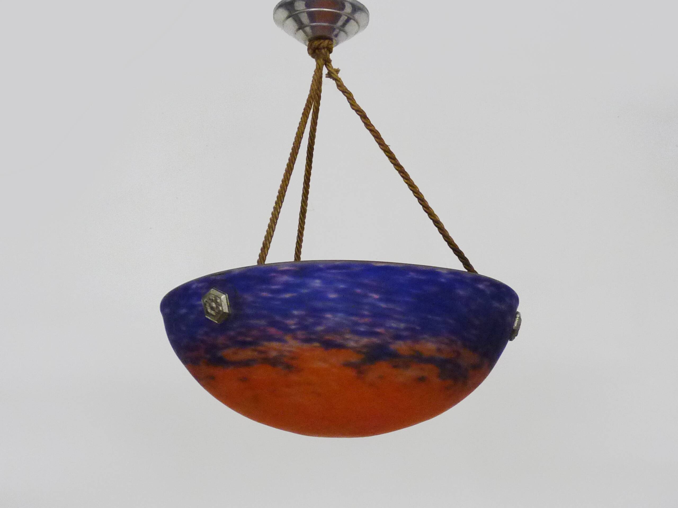 Art Deco suspension by Frères Muller Lunéville, made of glass paste.