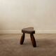 French Brutalist Wooden Tripod Stool in Solid Oak, 1950s
