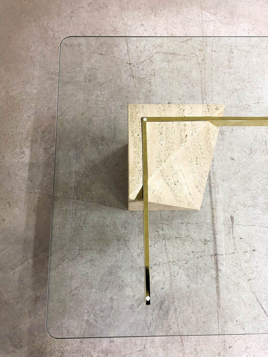 Italian travertine coffee table from Artedi, 1970s