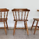 Set of 6 Western chairs in light oak – 60s.
