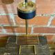 Brass Floor Ashtray + Wooden Shelf + Vintage Black Metal Ashtray