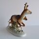 Vintage Porcelain Sculpture Roe Deer and Doe, by Royal Dux, 1960's.