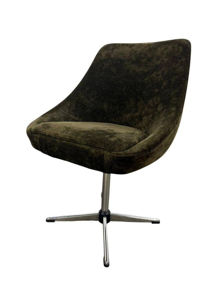 Fauteuil vintage marron sur pied étoile chromé
