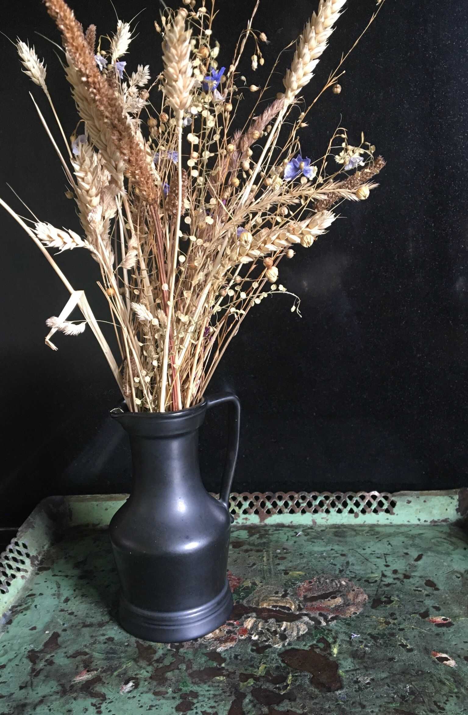 Black ceramic pitcher