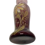 Legras Montjoye, purple enamelled glass vase with daisy pattern circa 1900
