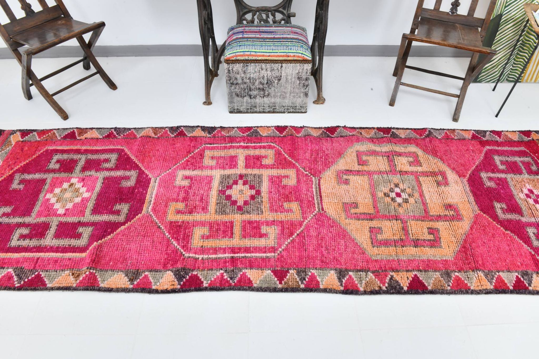 3x10 pink red turkish vintage runner rug, 101x323cm sk 18180 free shipping
