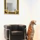 Handmade Italian ceramic leopard sculpture