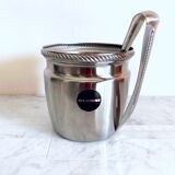Vintage Alessi ice bucket with tongs from the Mercurio collection from the 1970s