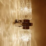 Pair of large vintage chrome glass wall lights