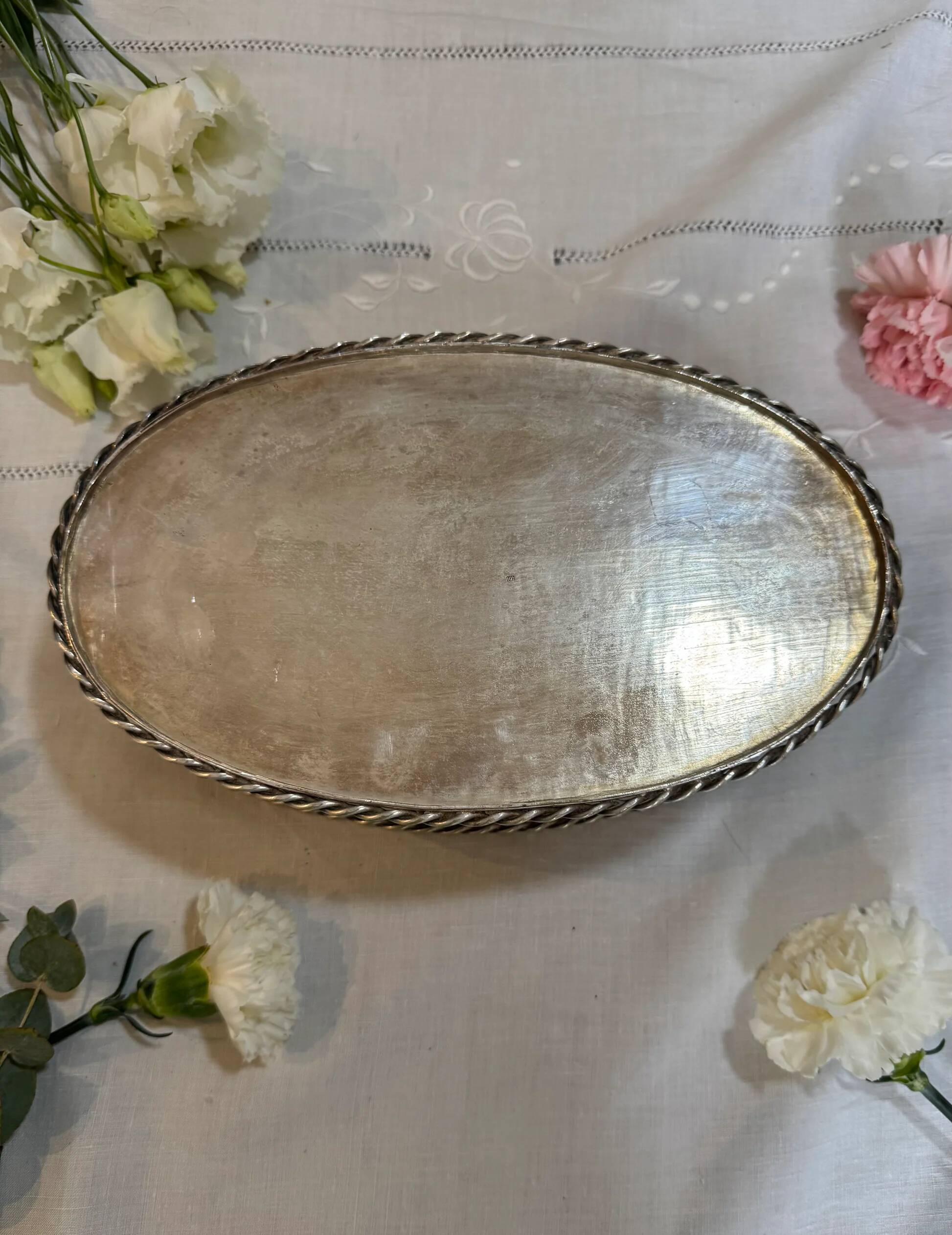 Woven silver-plated bread basket