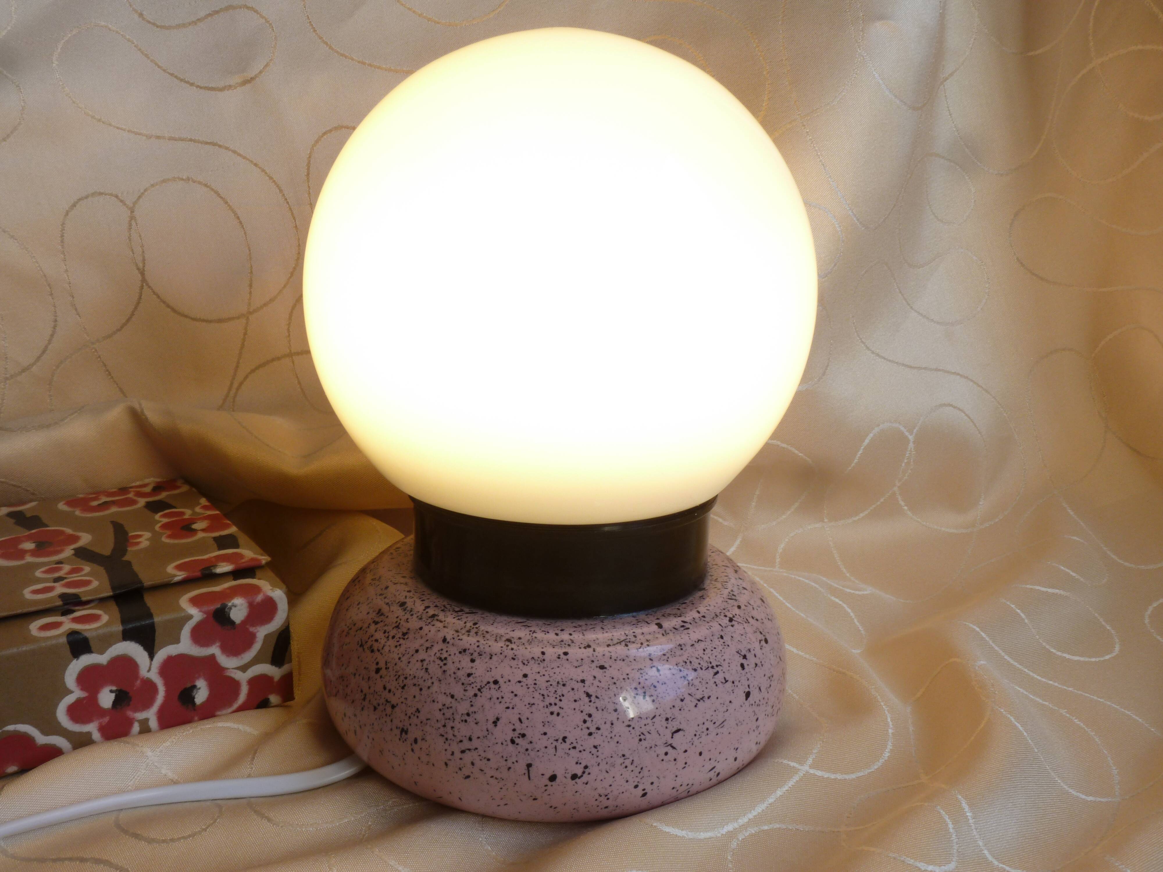Ball lamp, ceramic and opaline ball lamp, mood and living room lamp