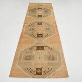 3x11 Cinnamon Color Turkish Runner Rug, Anatolian Vintage Rug, 92x321Cm