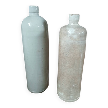 2 old glazed stoneware bottles