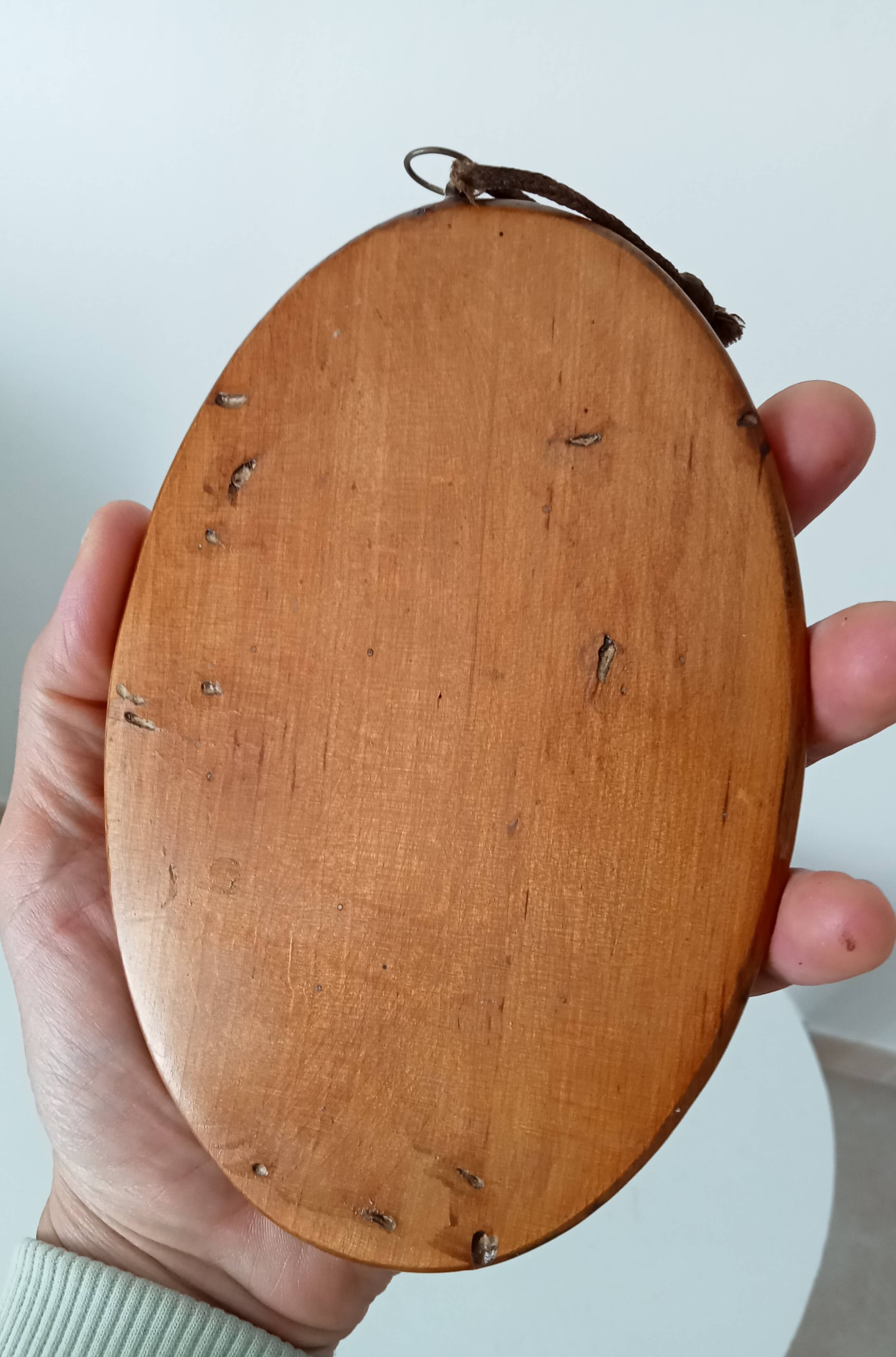 Mini antique walnut mirror from the 19th century.