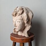 Handmade clay terracotta sculpture head decoration workshop