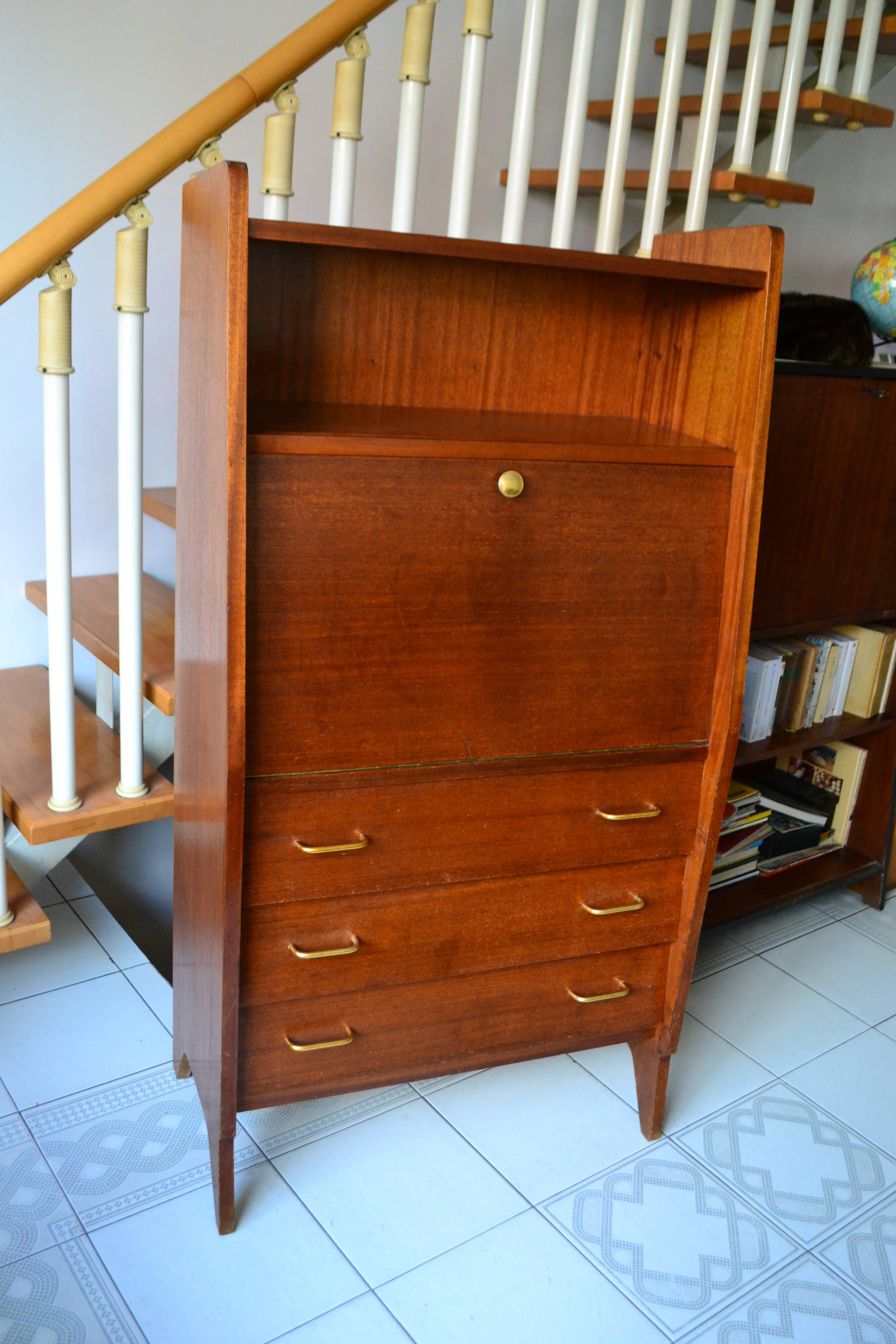 Vintage mahogany wing-shaped secretary