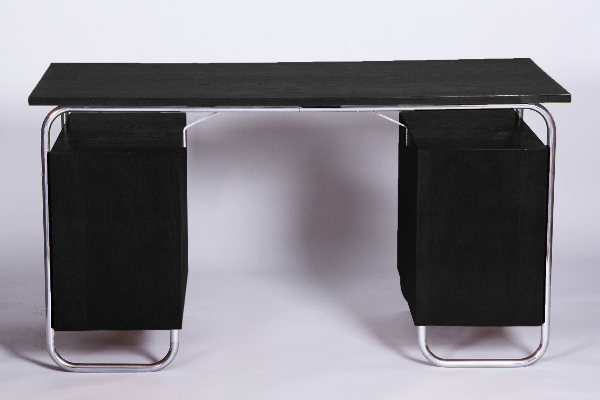 Restored Black Bauhaus Beech Writing Desk, Mücke-Melder, Czechia, 1930s