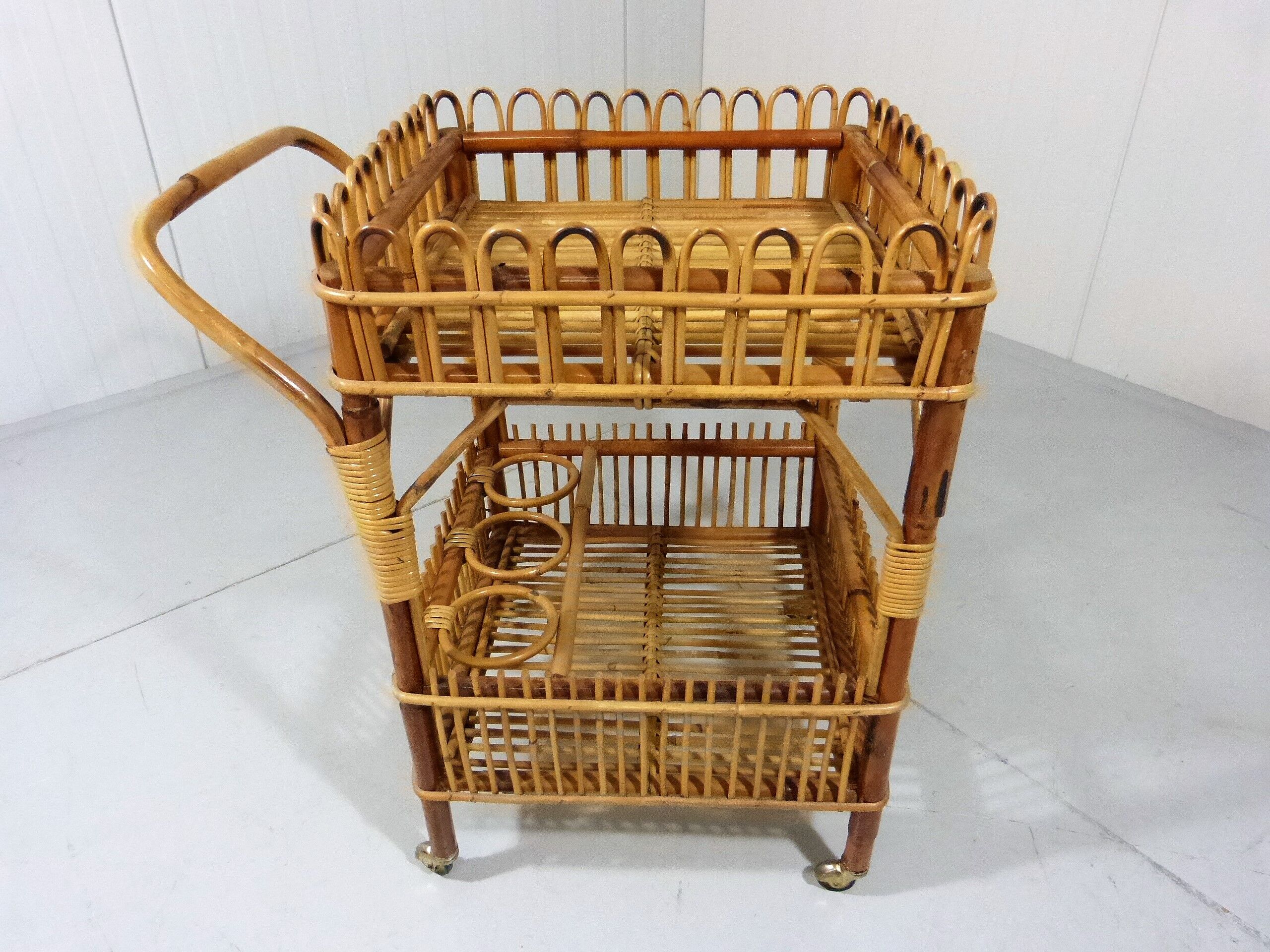 Rattan serving table 1950/60