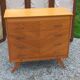 Vintage chest of drawers in blond and golden oak, compass legs and 4 drawers, 1950s