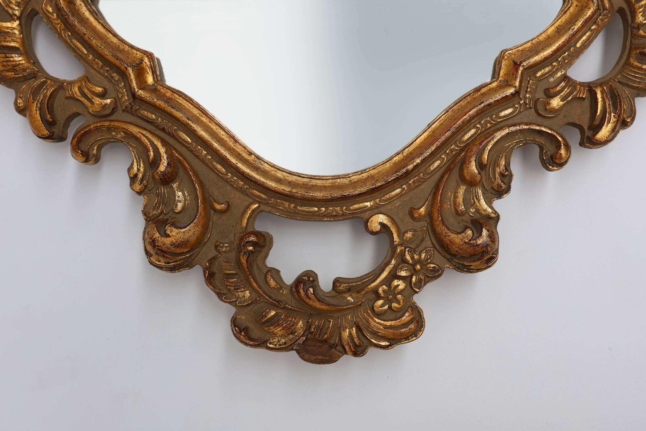 Belgian Baroque Gold Framed Oval Mirror, 1950s