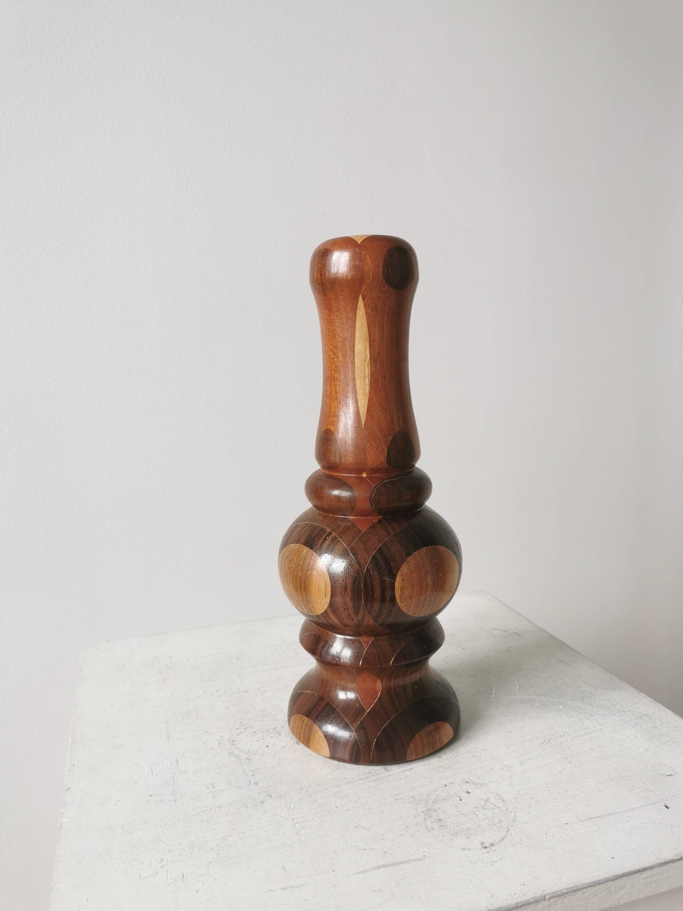 Vintage Wooden Vase: Handcrafted Wood Sculpture, Home Decor
