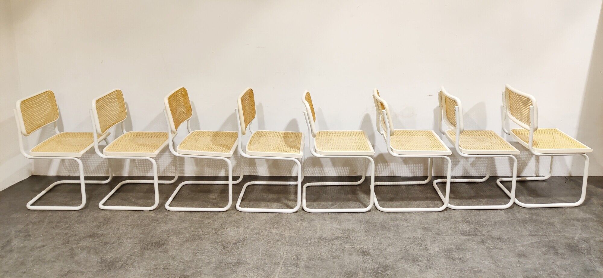 Set of 8 vintage Marcel Breuer Cesca chairs, made in italy, 1970s