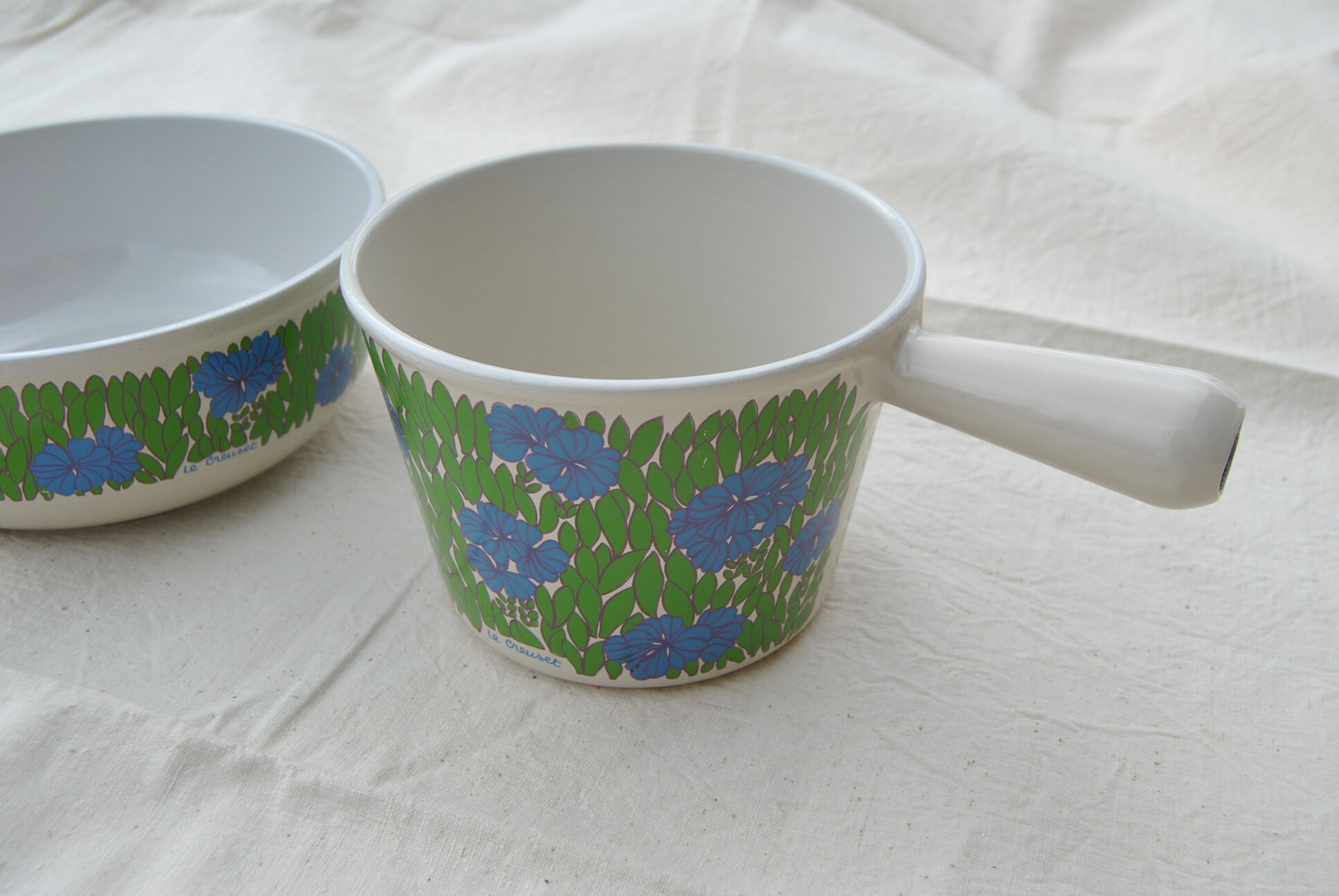 Set of 2 pans Le Creuset blue/green pattern 70s